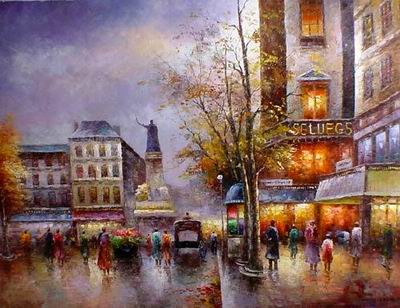 Streetscape oil painting