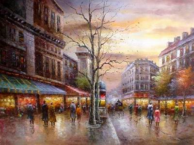 Streetscape oil painting