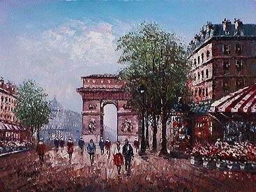 Streetscape oil painting