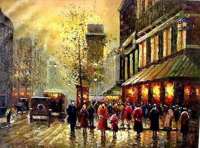Streetscape oil painting