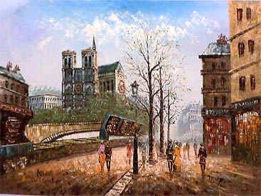 Streetscape oil painting