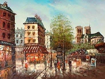 Streetscape oil painting