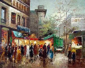 Streetscape oil painting