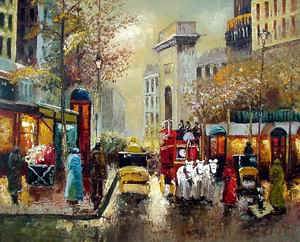 Streetscape oil painting