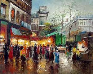 Streetscape oil painting