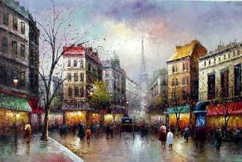 Streetscape oil painting