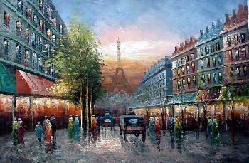 Streetscape oil painting