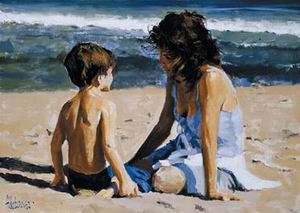 Beach oil painting
