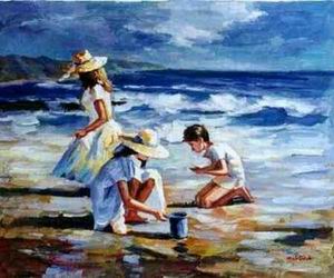 Beach oil painting