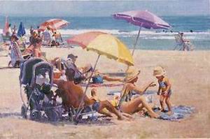 Beach oil painting