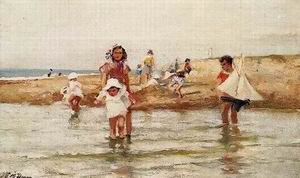 Beach oil painting