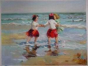 Beach oil painting