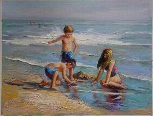 Beach oil painting
