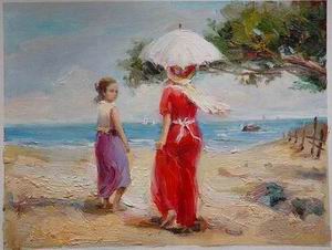 Beach oil painting