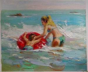 Beach oil painting