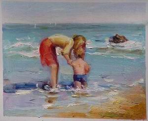 Beach oil painting