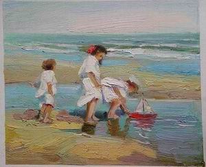 Beach oil painting