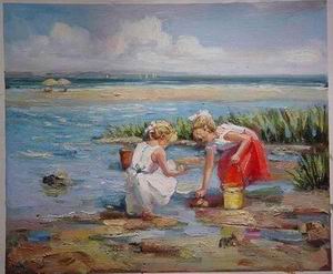 Beach oil painting