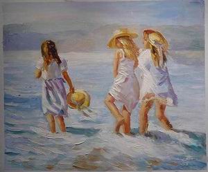 Beach oil painting