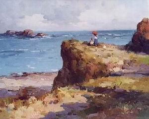 Beach oil painting