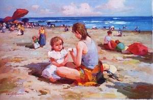 Beach oil painting