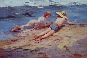 Beach oil painting