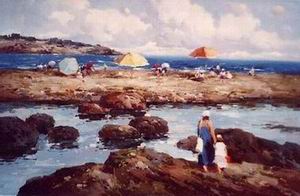 Beach oil painting