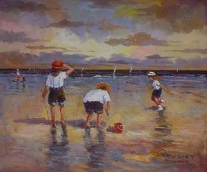 Beach oil painting