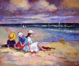 Beach oil painting