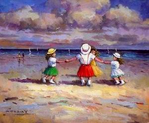 Beach oil painting