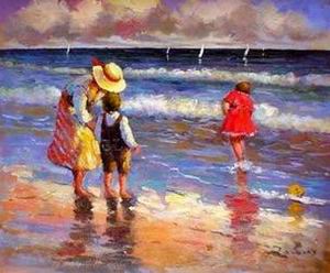 Beach oil painting