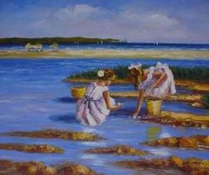 Beach oil painting