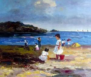 Beach oil painting
