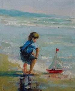 Beach oil painting