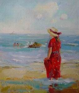 Beach oil painting