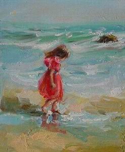 Beach oil painting