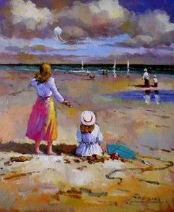 Beach oil painting