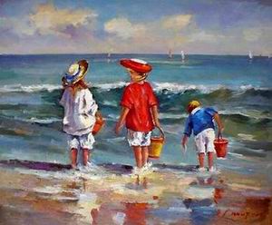 Beach oil painting