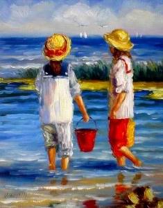 Beach oil painting