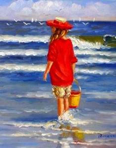 Beach oil painting
