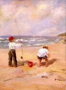 Beach oil painting