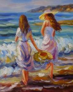 Beach oil painting