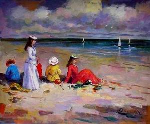 Beach oil painting