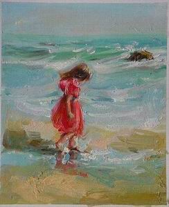 Beach oil painting