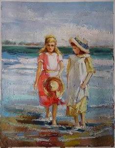Beach oil painting