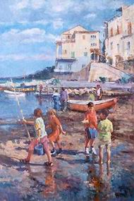 Beach oil painting
