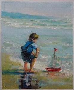 Beach oil painting