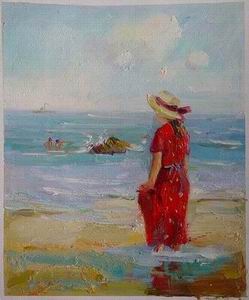 Beach oil painting