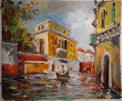 Building oil painting