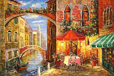 Building oil painting